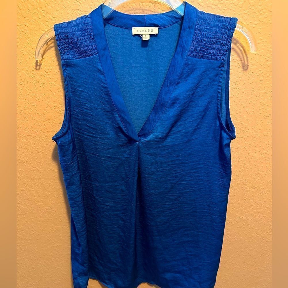 Alex and Lili blue sleeveless top
